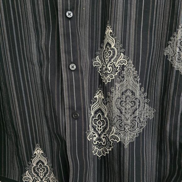 Men's Crazy Horse Long Sleeve Button Down Stripes & Design Dress Shirt Size M - Picture 3 of 12